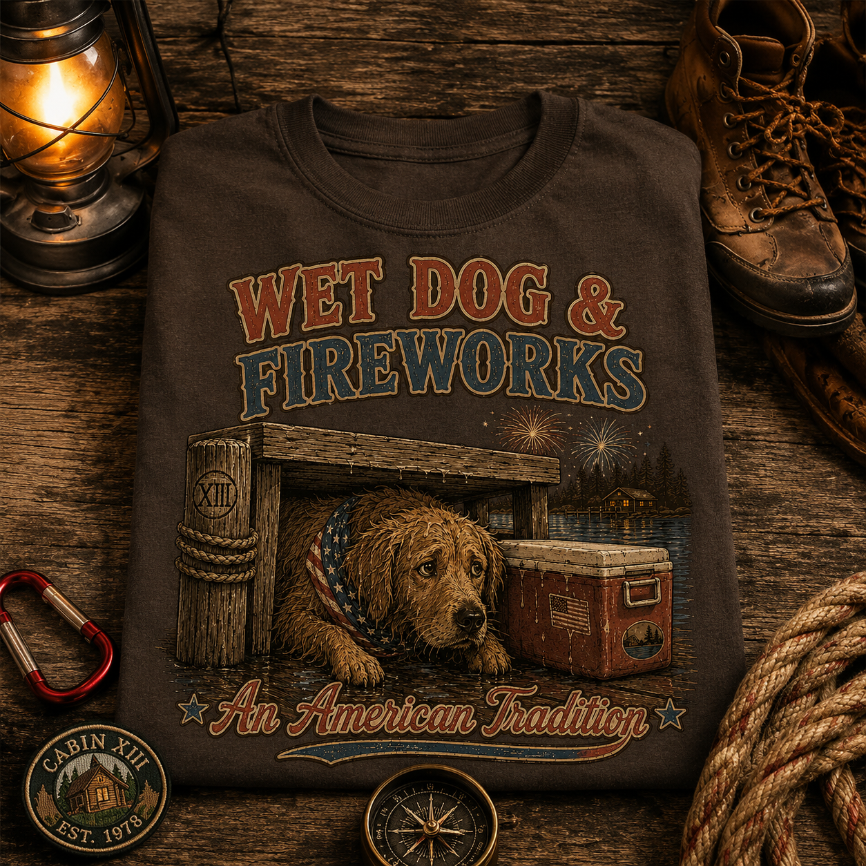 Wet Dog and Fireworks Comfort Colors Tee