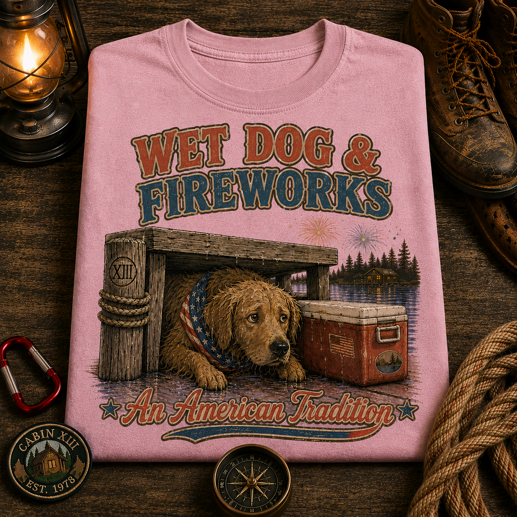 Wet Dog and Fireworks Comfort Colors Tee