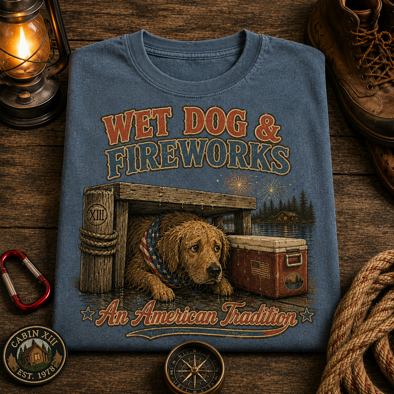 Wet Dog and Fireworks Comfort Colors Tee