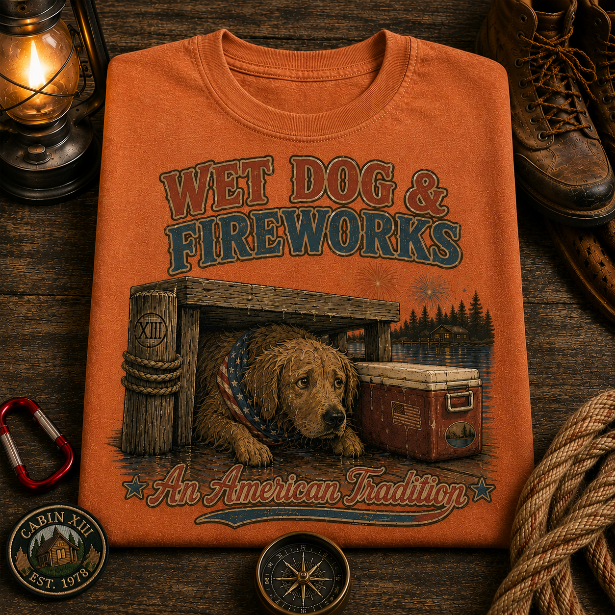 Wet Dog and Fireworks Comfort Colors Tee