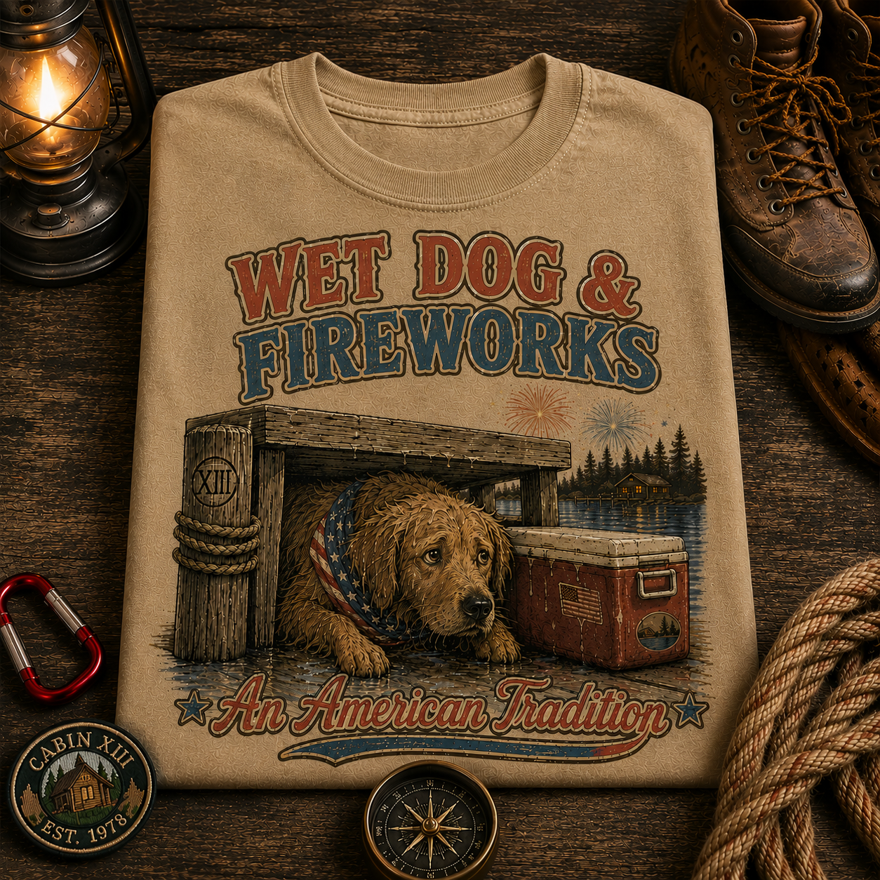 Wet Dog and Fireworks Comfort Colors Tee