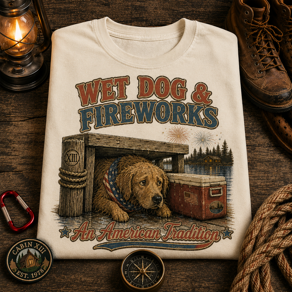 Wet Dog and Fireworks Comfort Colors Tee