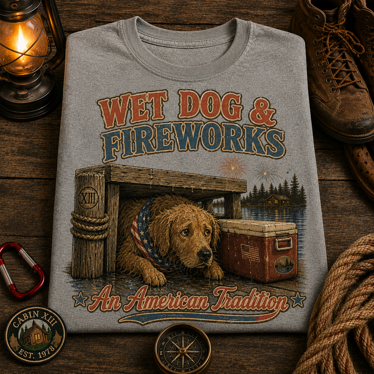Wet Dog and Fireworks Comfort Colors Tee