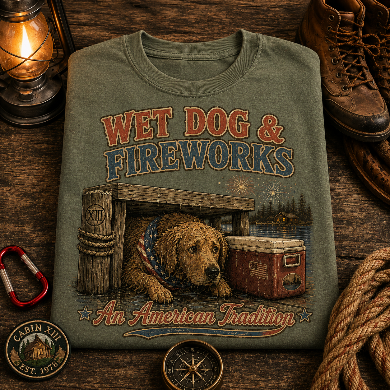 Wet Dog and Fireworks Comfort Colors Tee