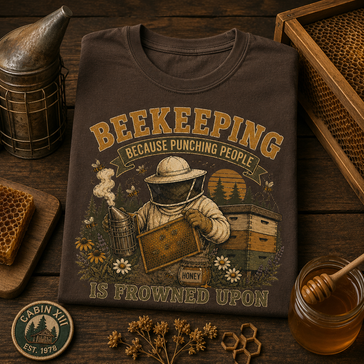 Beekeeping Punching People Comfort Colors Tee