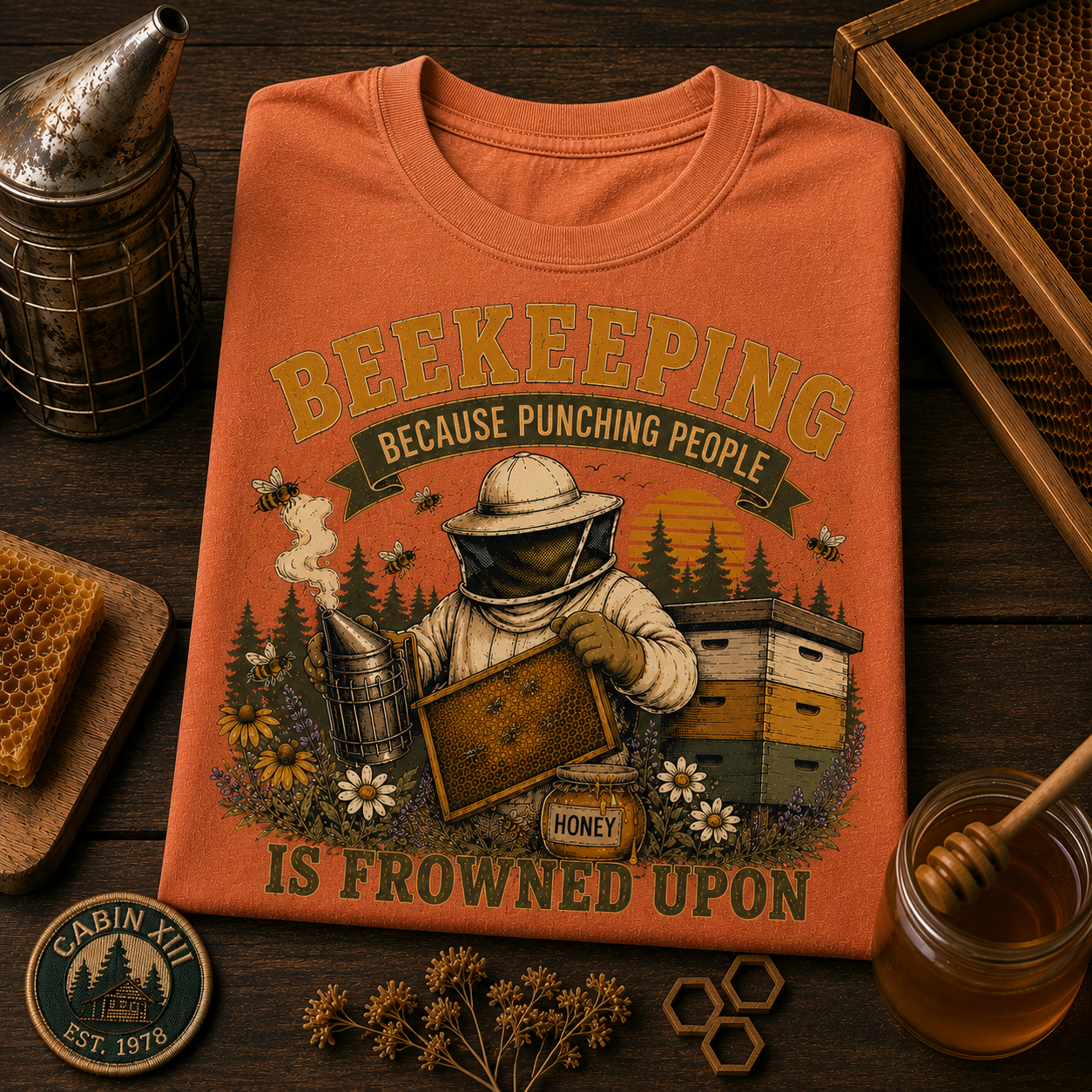 Beekeeping Punching People Comfort Colors Tee