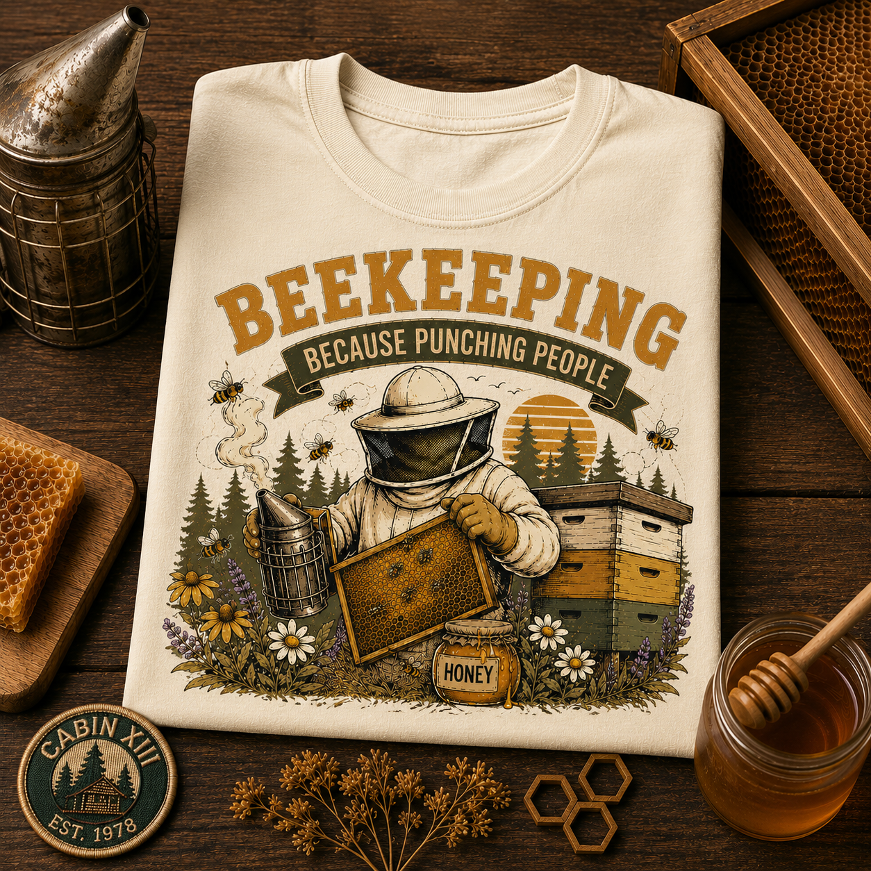 Beekeeping Punching People Comfort Colors Tee
