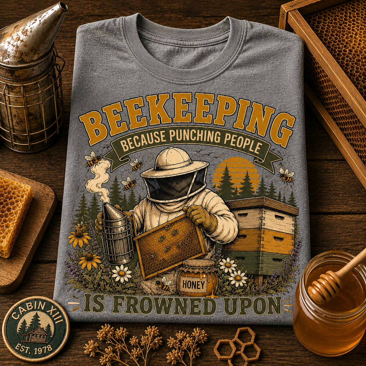 Beekeeping Punching People Comfort Colors Tee
