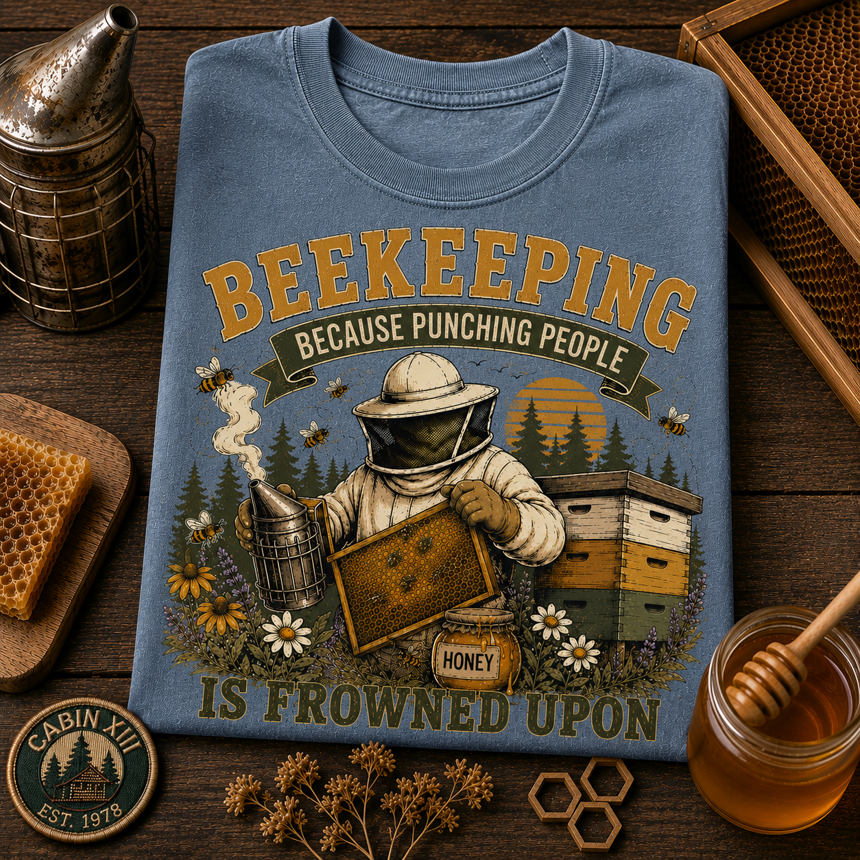 Beekeeping Punching People Comfort Colors Tee