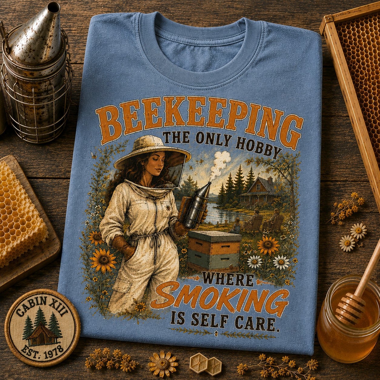 Beekeeping Smoking Humor Tee - Comfort Colors