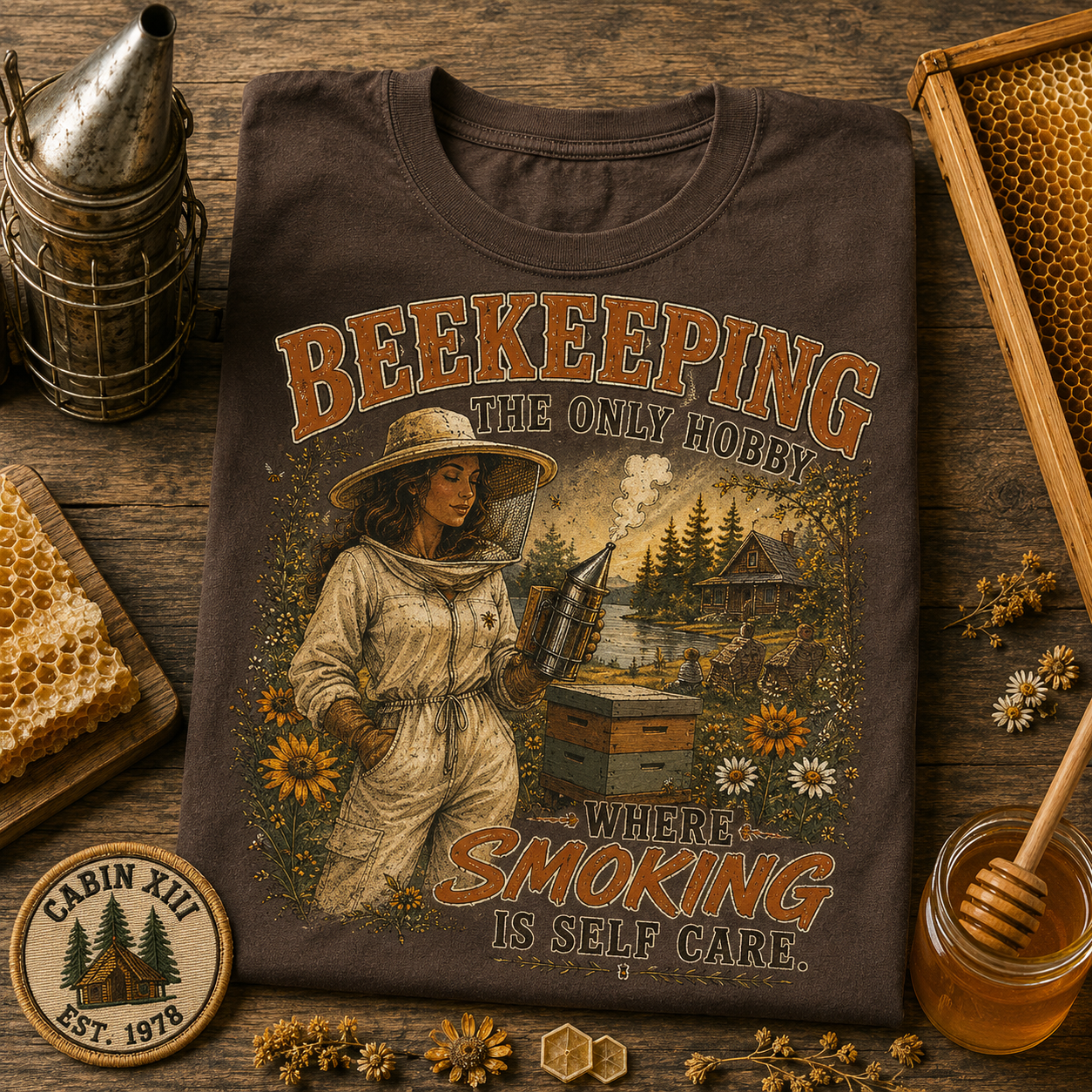 Beekeeping Smoking Humor Tee - Comfort Colors