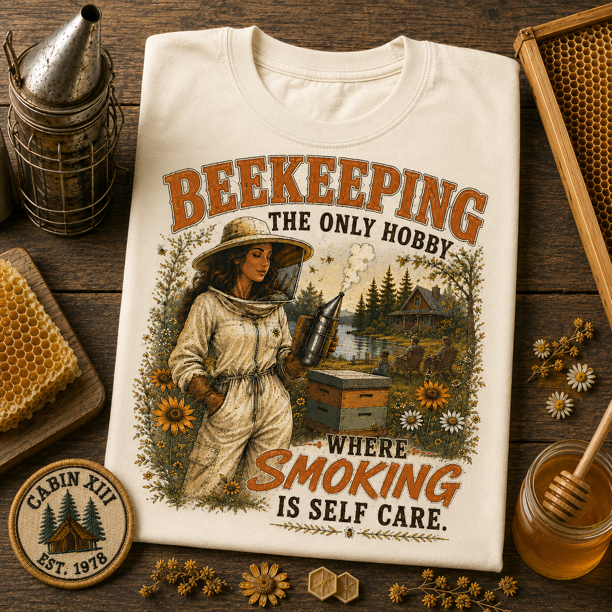 Beekeeping Smoking Humor Tee - Comfort Colors