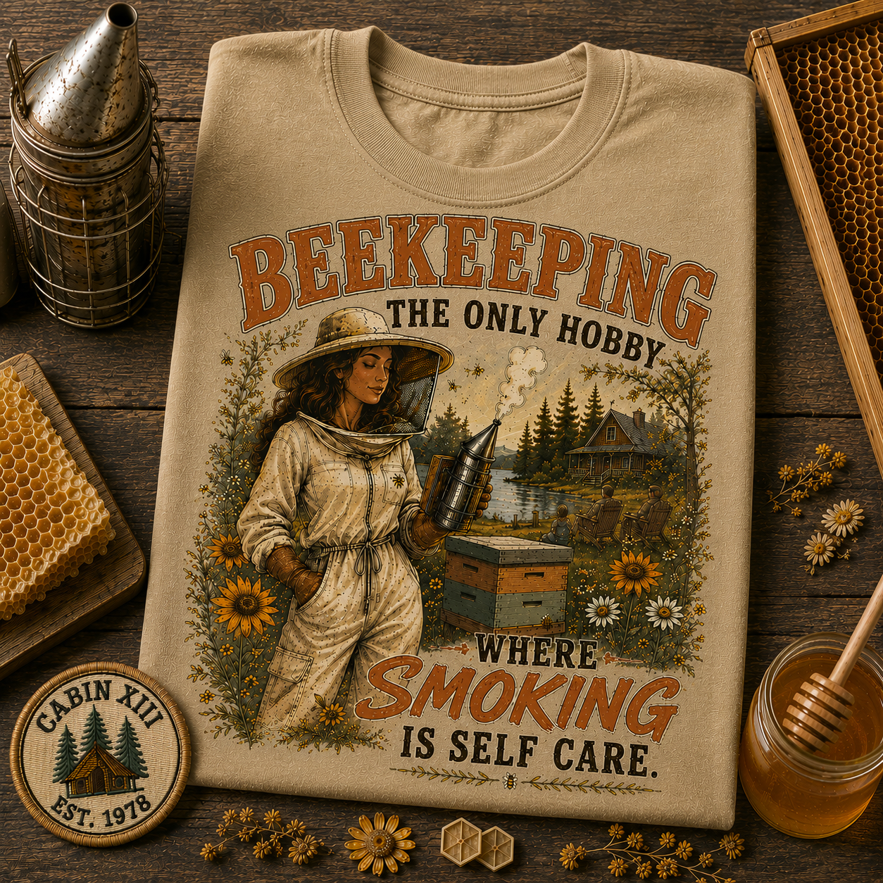 Beekeeping Smoking Humor Tee - Comfort Colors