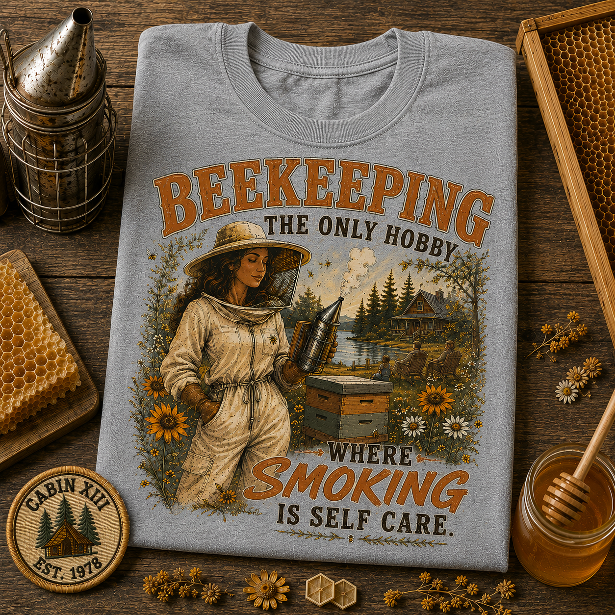 Beekeeping Smoking Humor Tee - Comfort Colors