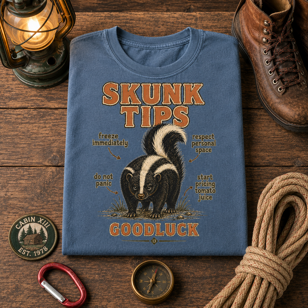 Funny Camping T-Shirt — Vintage Skunk Outdoor Tee