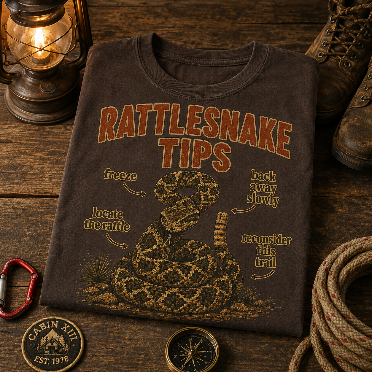 Rattlesnake Tips T-Shirt — Vintage Outdoor Humor Tee