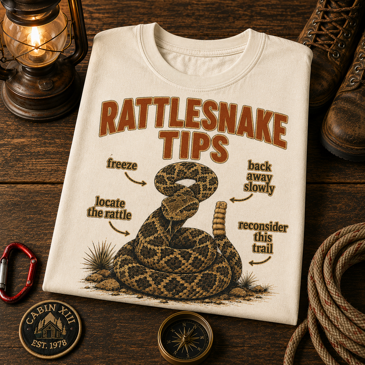 Rattlesnake Tips T-Shirt — Vintage Outdoor Humor Tee