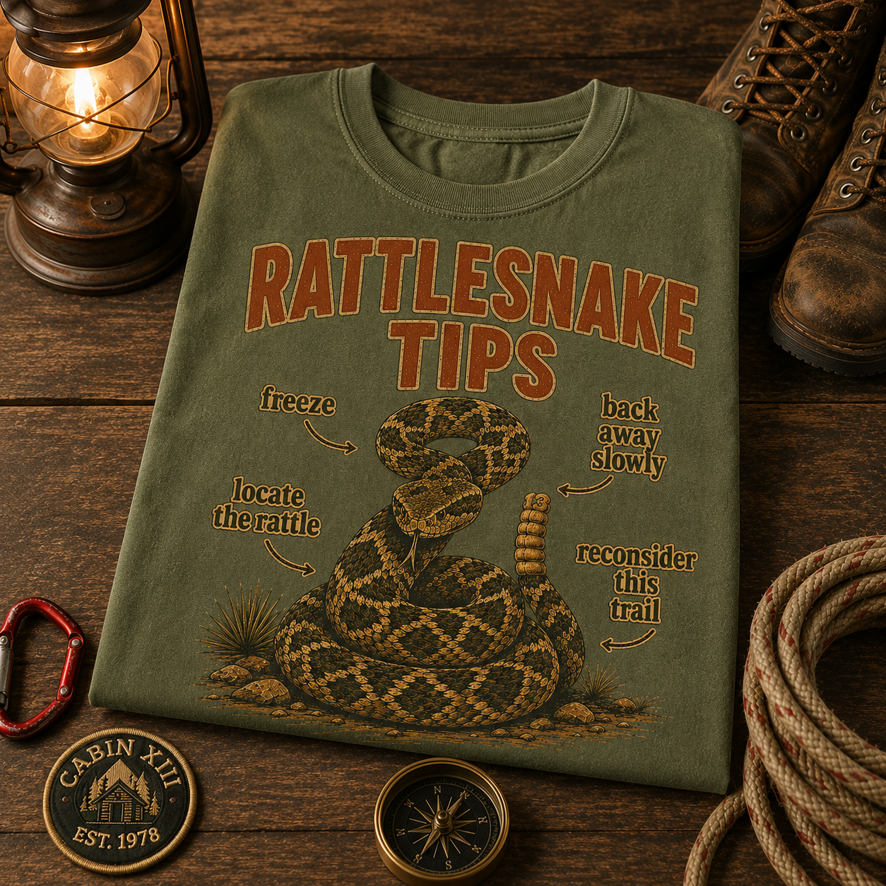 Rattlesnake Tips T-Shirt — Vintage Outdoor Humor Tee