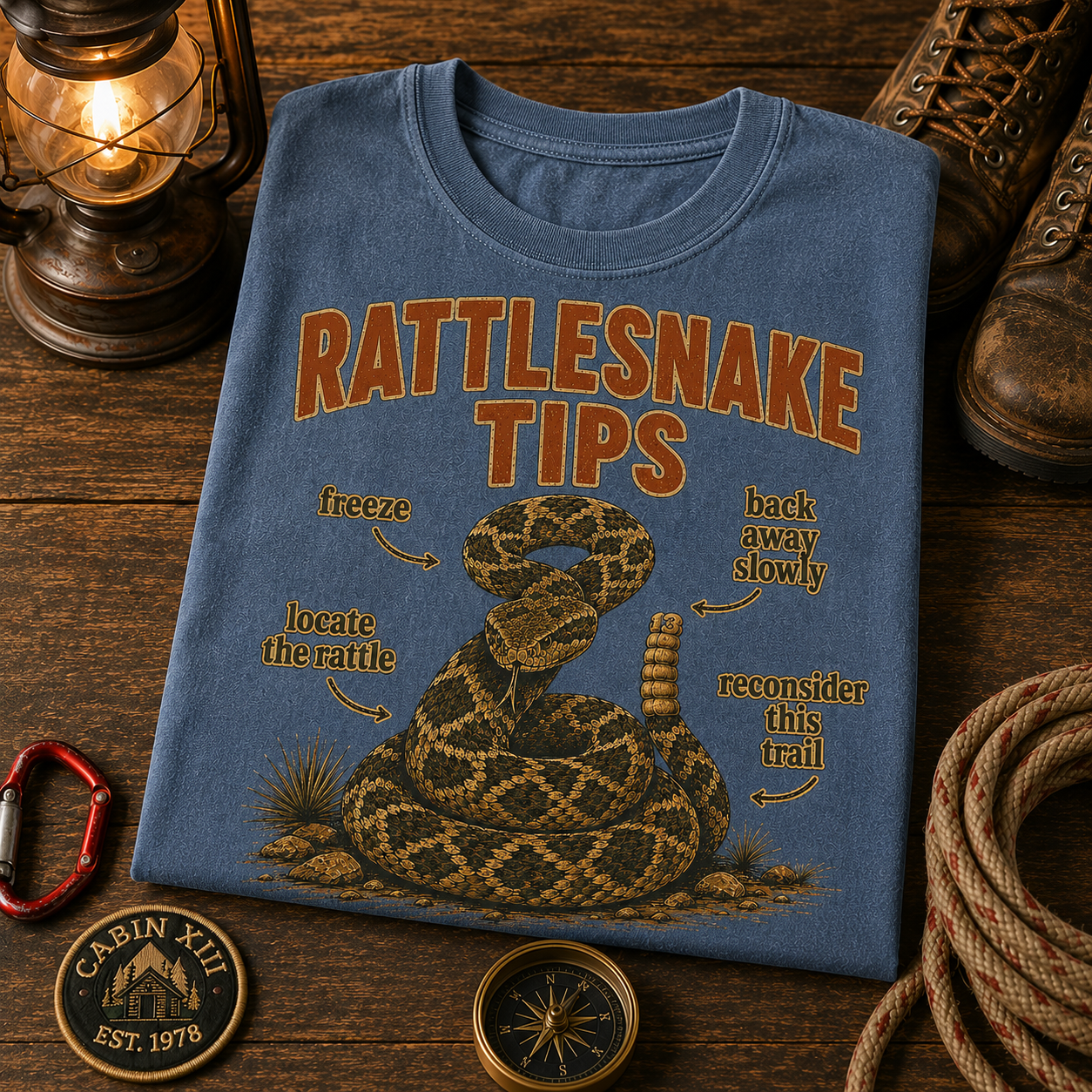 Rattlesnake Tips T-Shirt — Vintage Outdoor Humor Tee