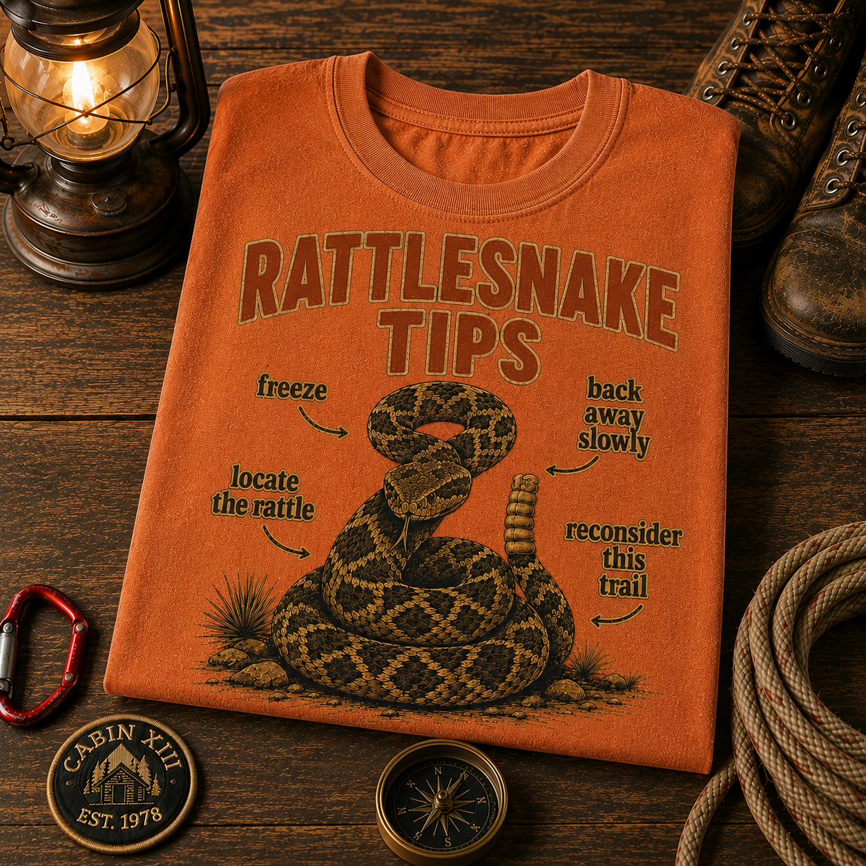 Rattlesnake Tips T-Shirt — Vintage Outdoor Humor Tee