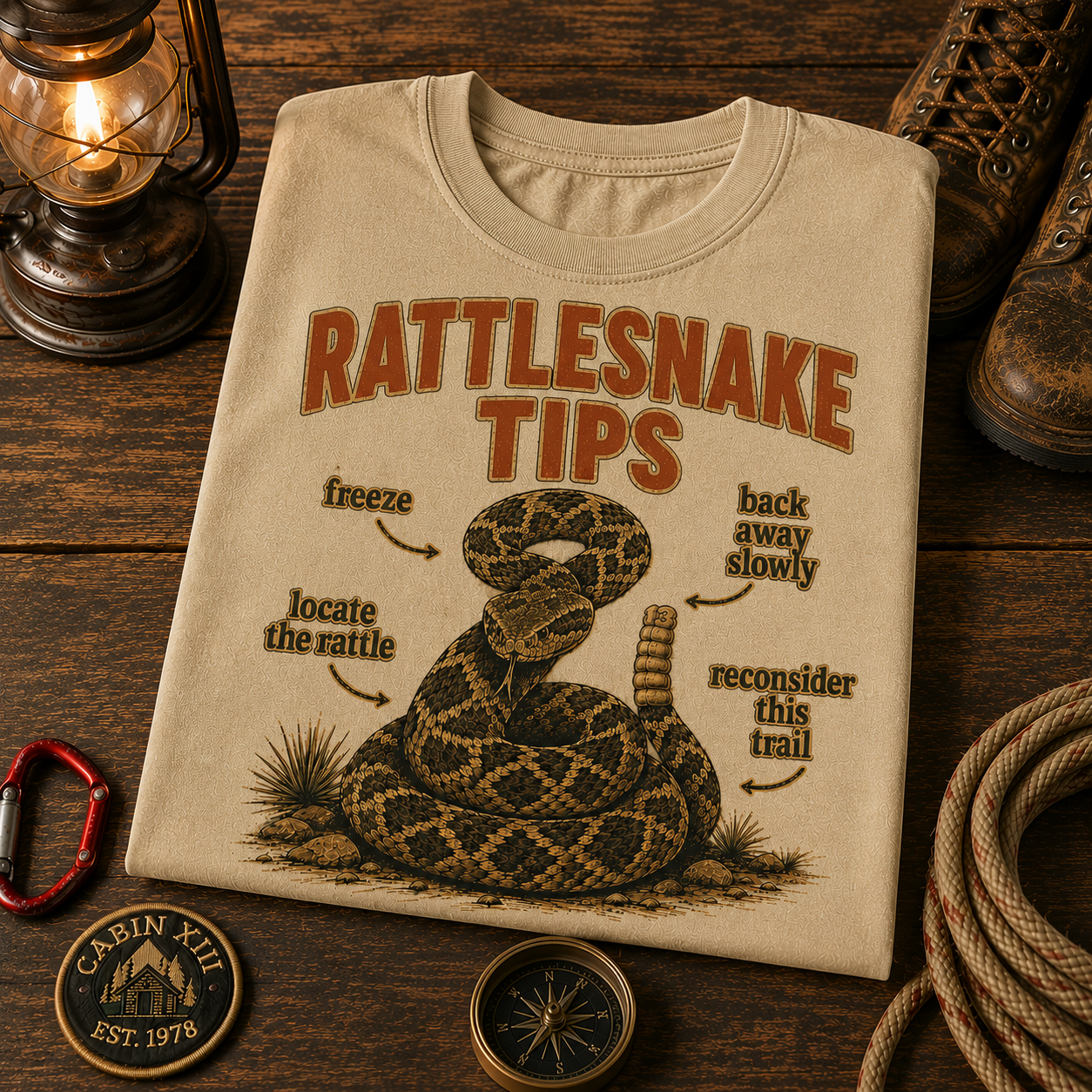 Rattlesnake Tips T-Shirt — Vintage Outdoor Humor Tee