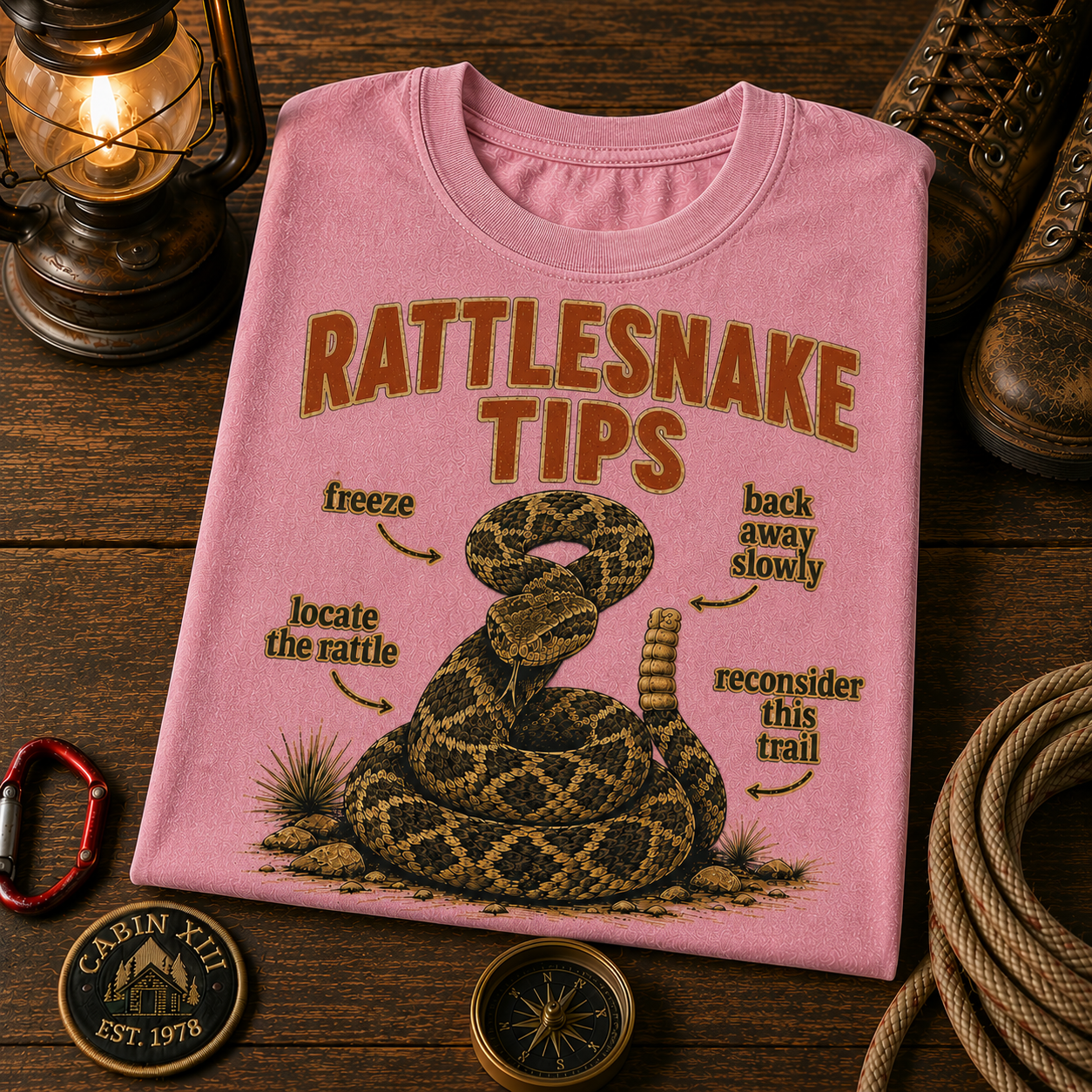 Rattlesnake Tips T-Shirt — Vintage Outdoor Humor Tee