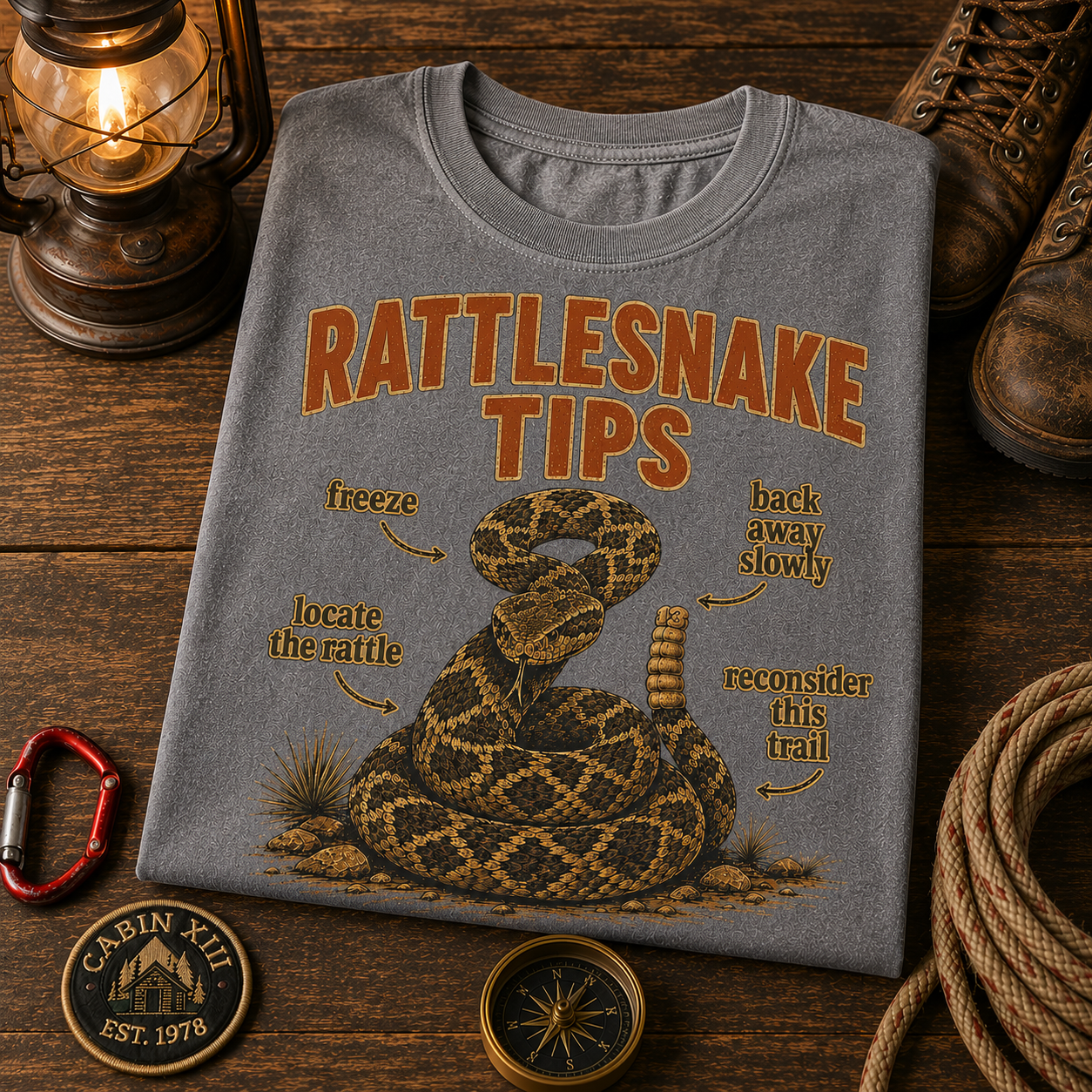Rattlesnake Tips T-Shirt — Vintage Outdoor Humor Tee