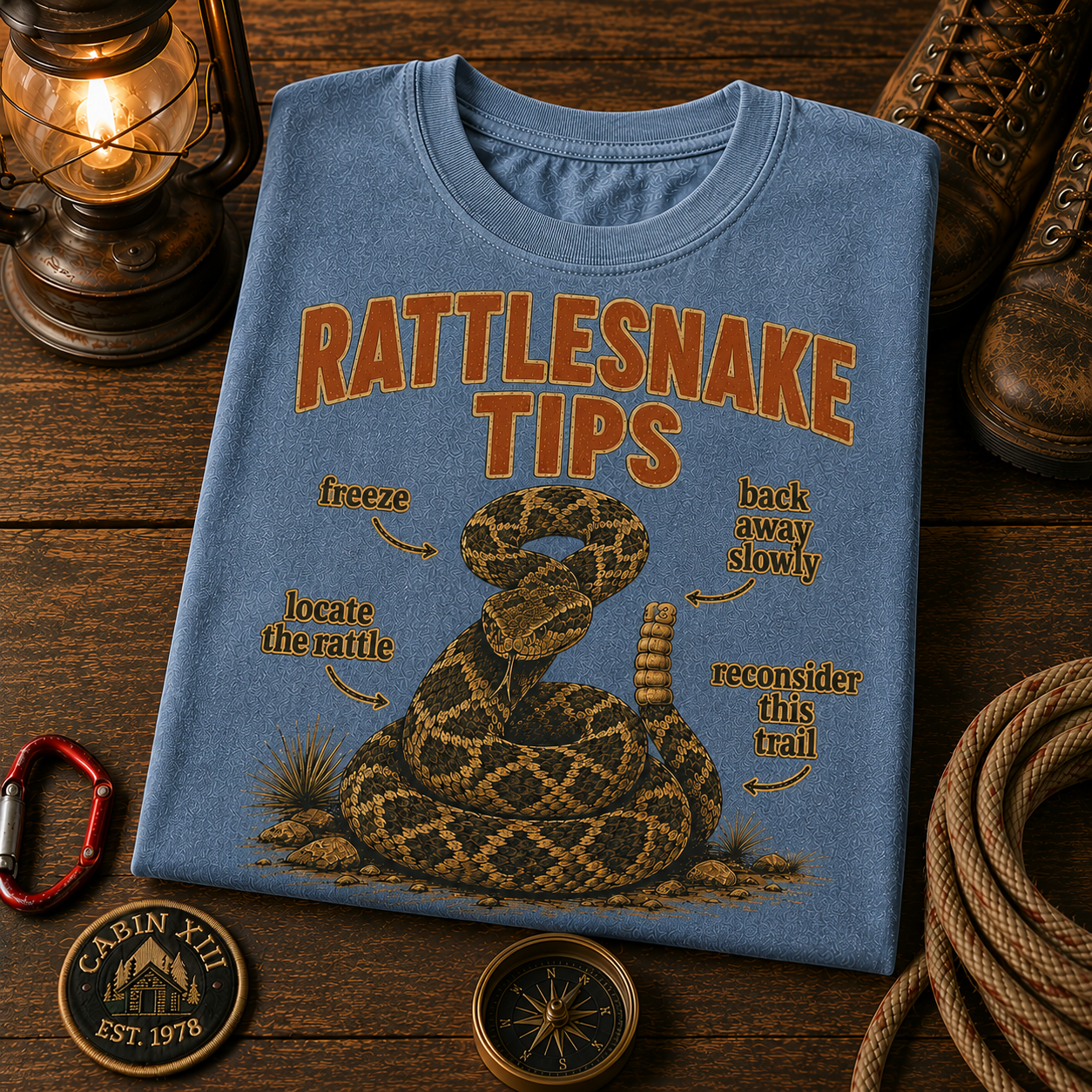 Rattlesnake Tips T-Shirt — Vintage Outdoor Humor Tee