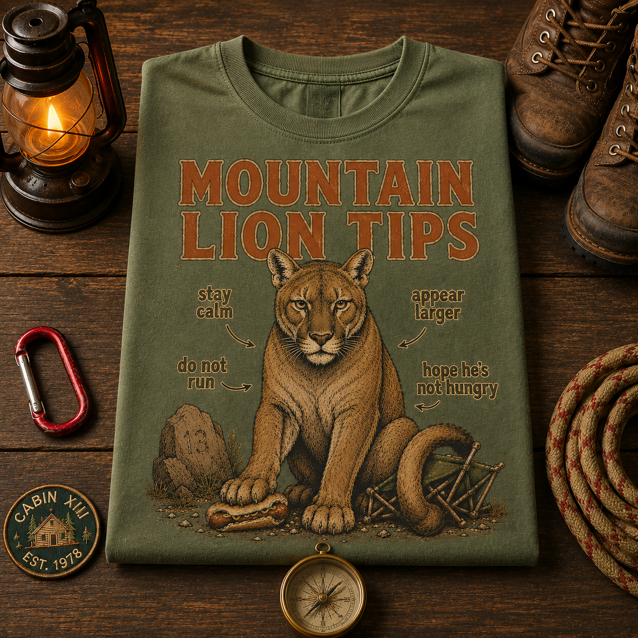 Mountain Lion Tips T-Shirt — Vintage Outdoor Tee