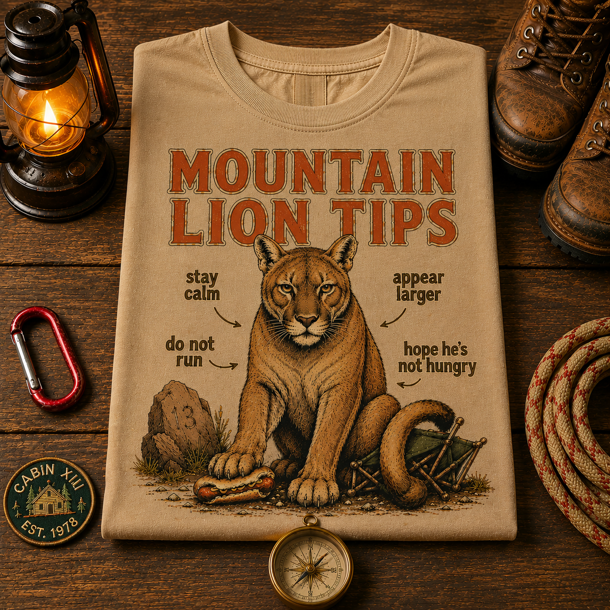 Mountain Lion Tips T-Shirt — Vintage Outdoor Tee