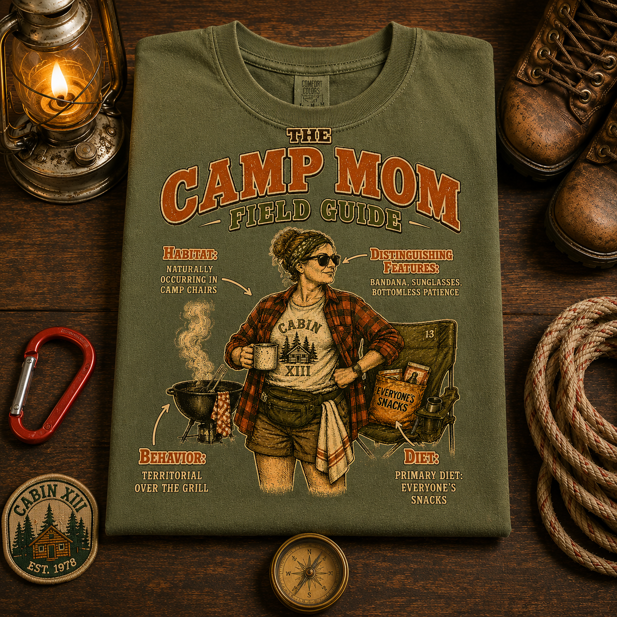 Camp Mom Field Guide Comfort Colors Tee