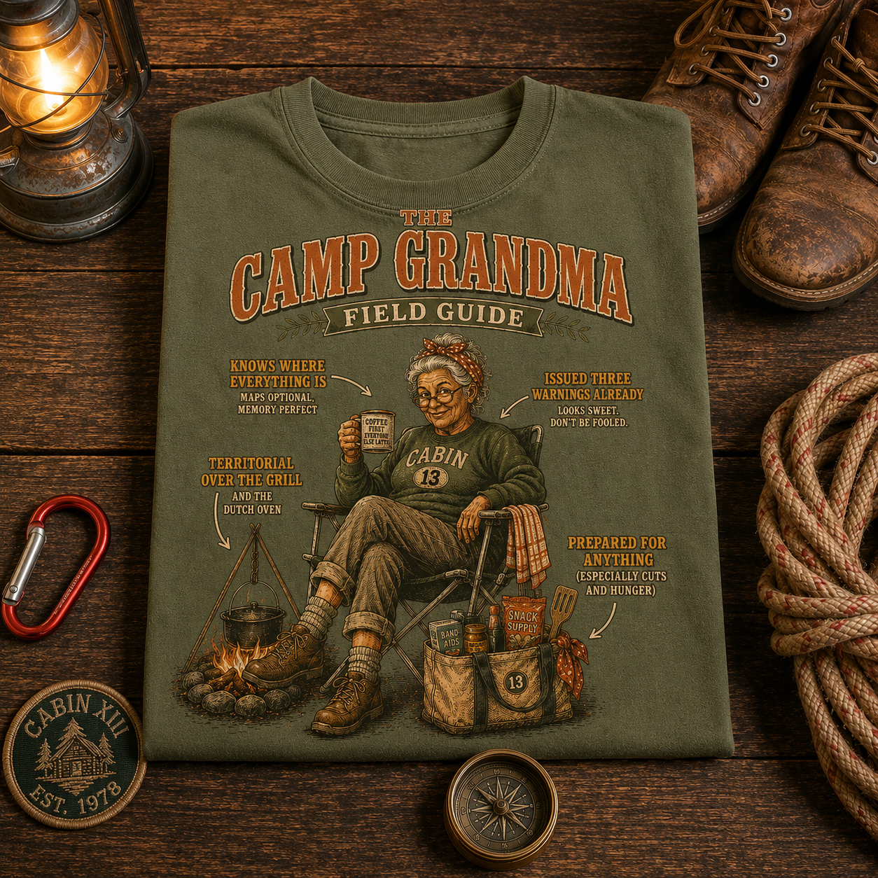 Camp Grandma Field Guide Comfort Colors Tee