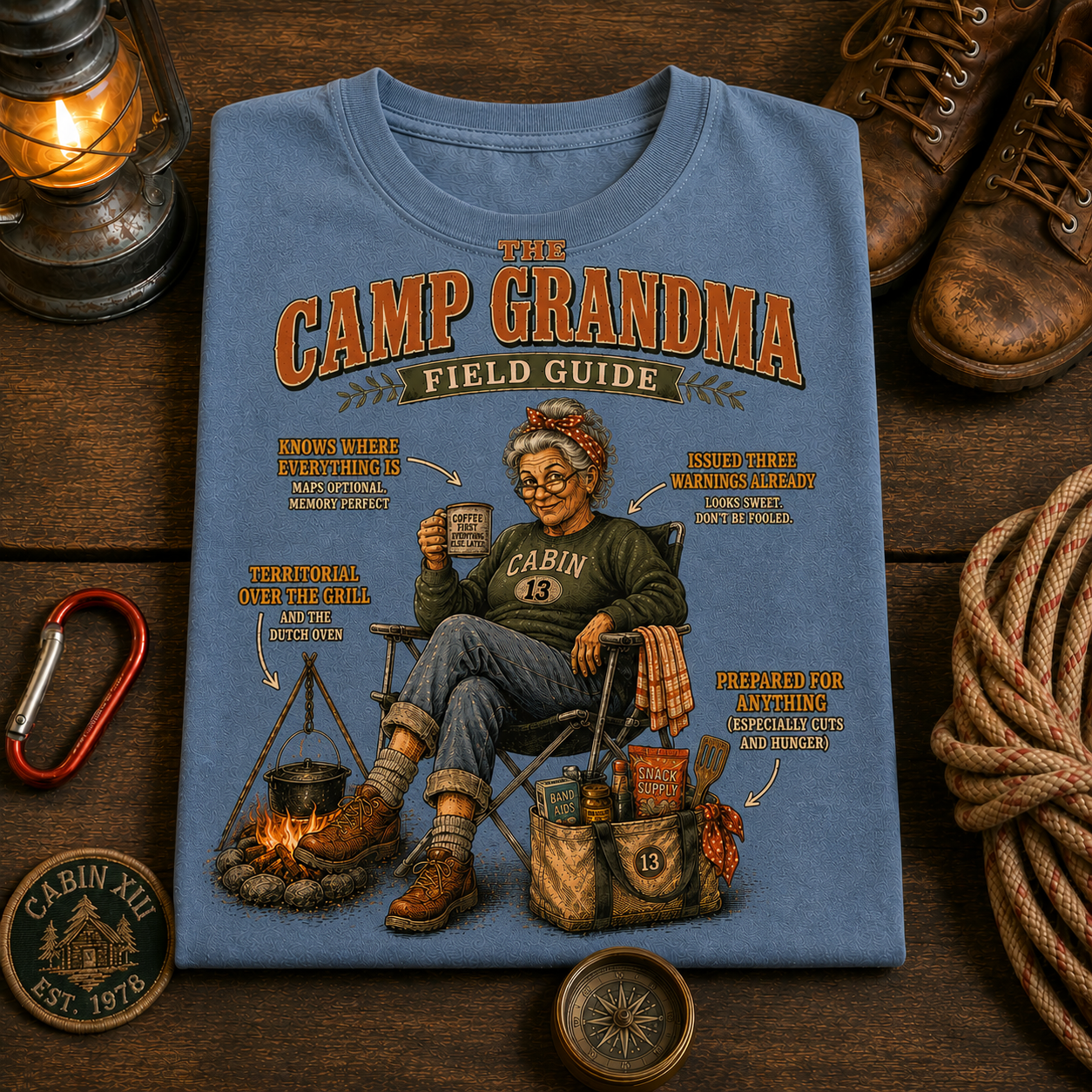 Camp Grandma Field Guide Comfort Colors Tee
