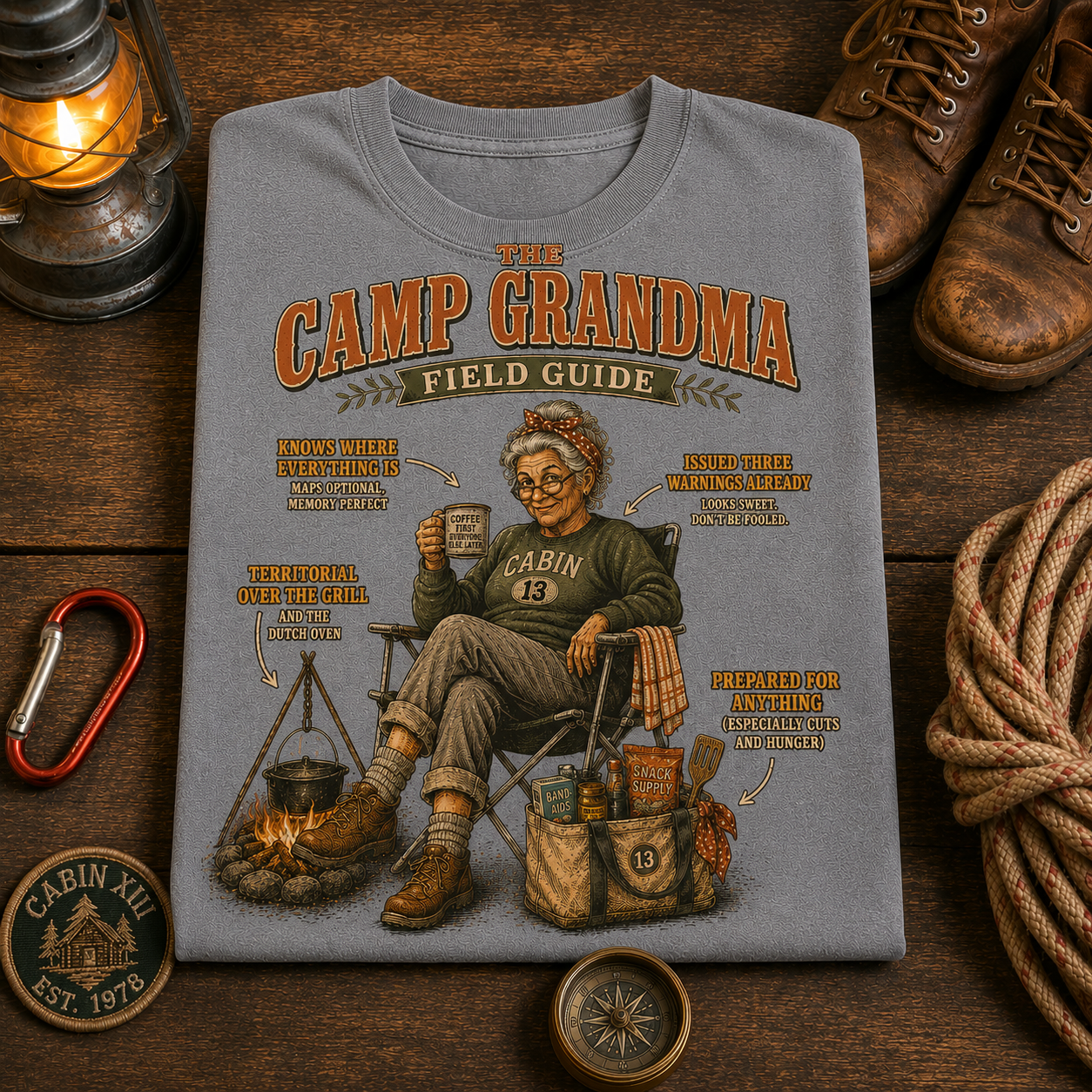 Camp Grandma Field Guide Comfort Colors Tee