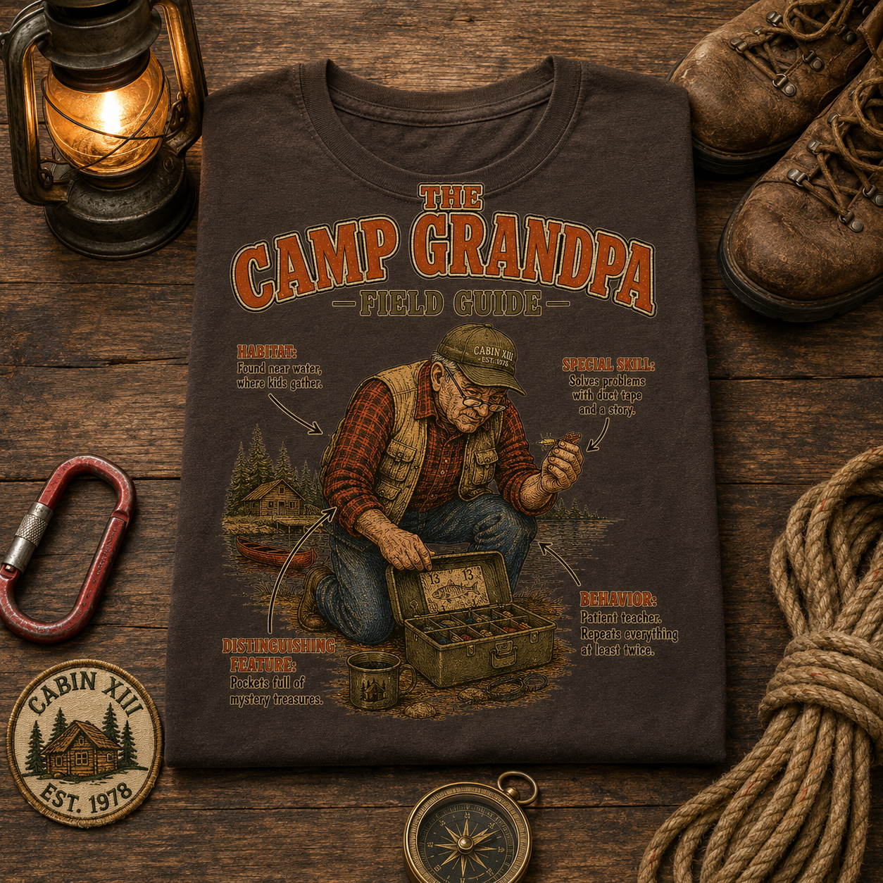 Camp Grandpa Field Guide Comfort Colors Tee