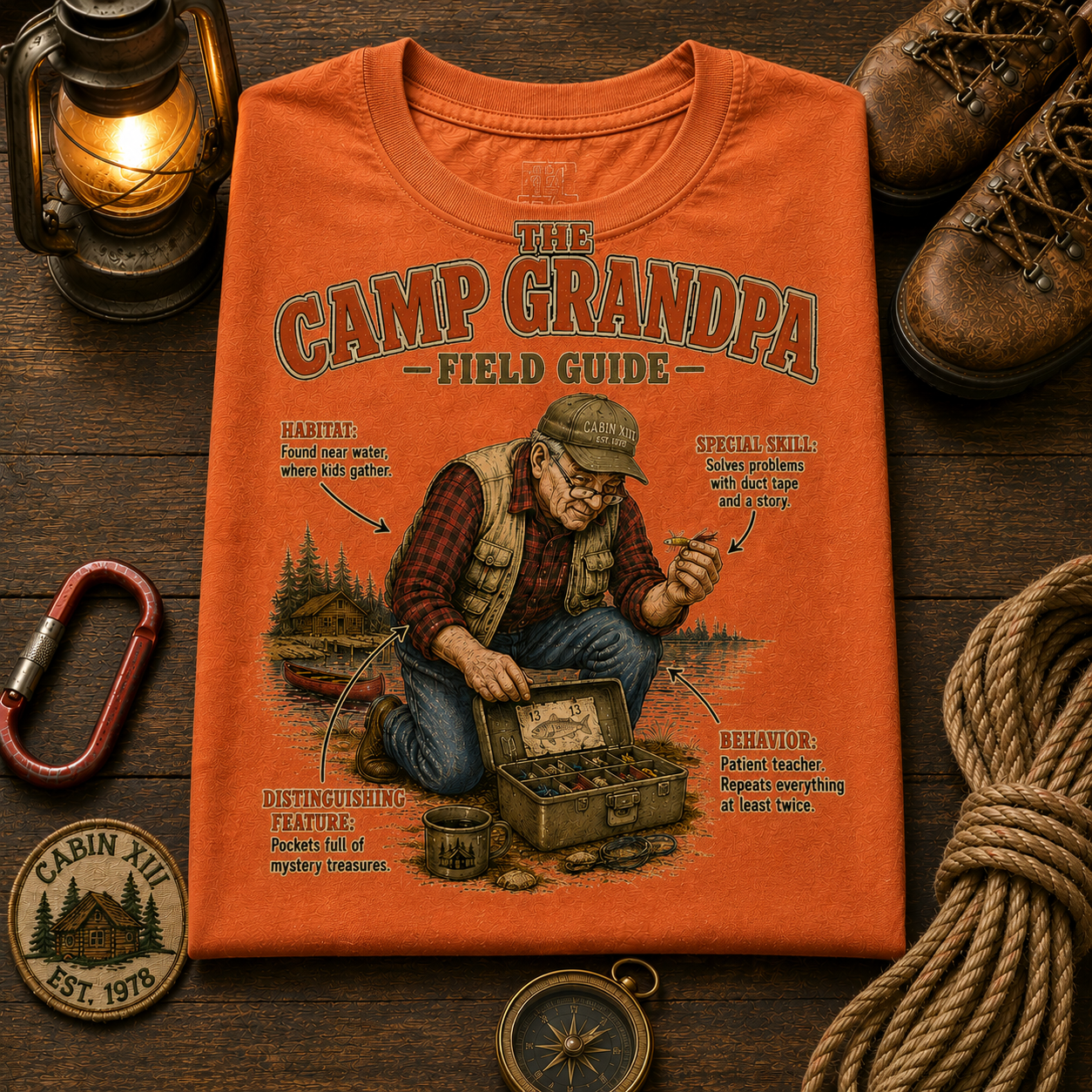 Camp Grandpa Field Guide Comfort Colors Tee