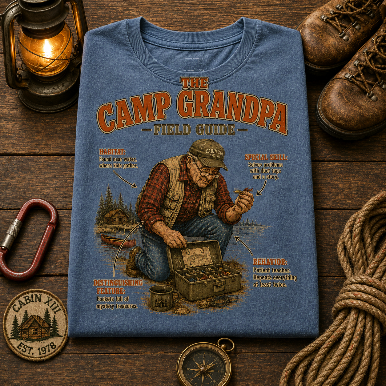 Camp Grandpa Field Guide Comfort Colors Tee