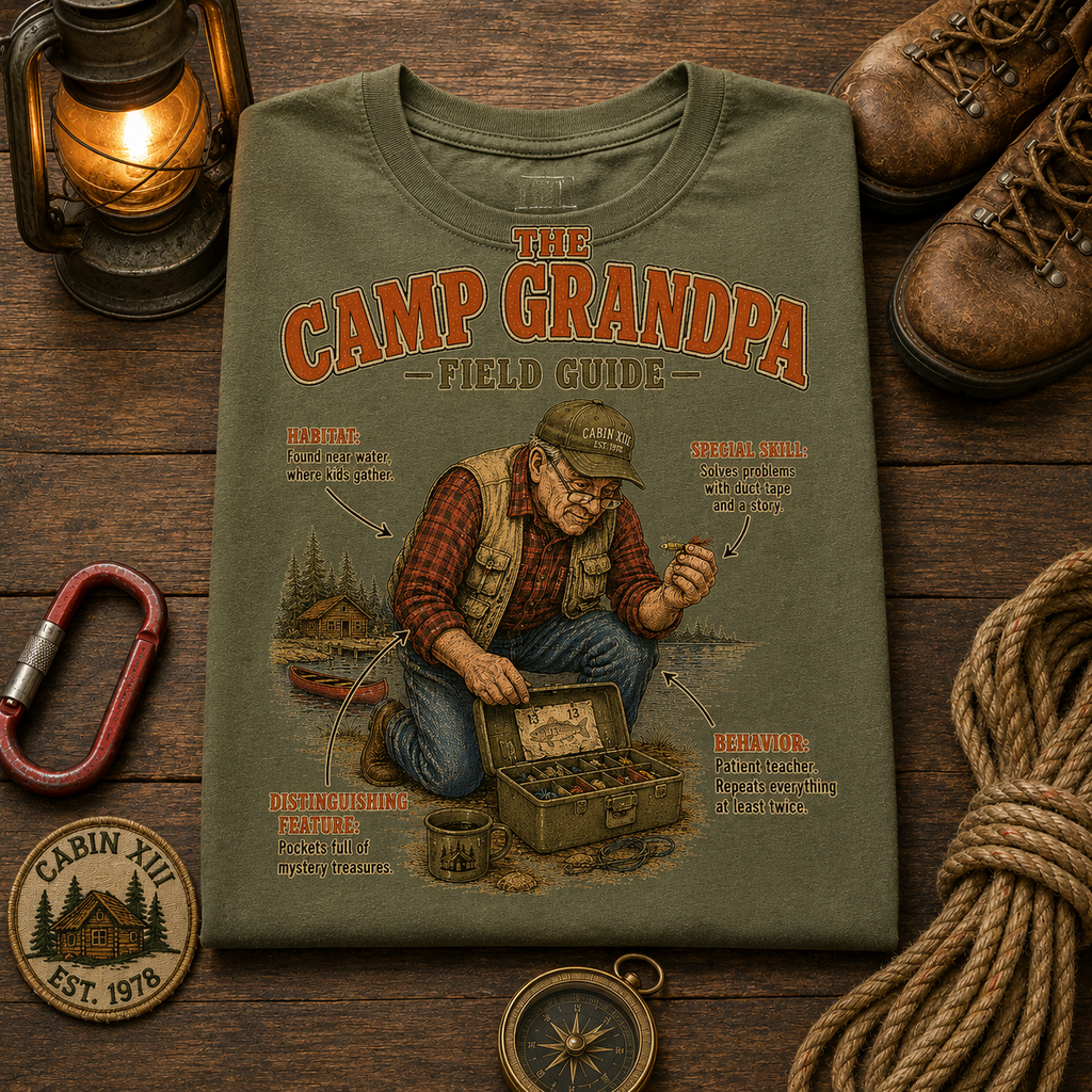 Camp Grandpa Field Guide Comfort Colors Tee