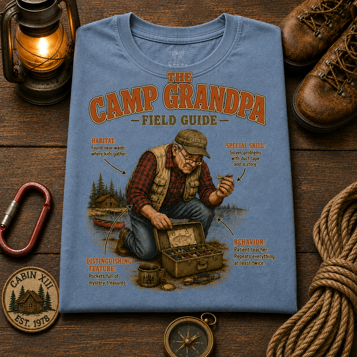 Camp Grandpa Field Guide Comfort Colors Tee