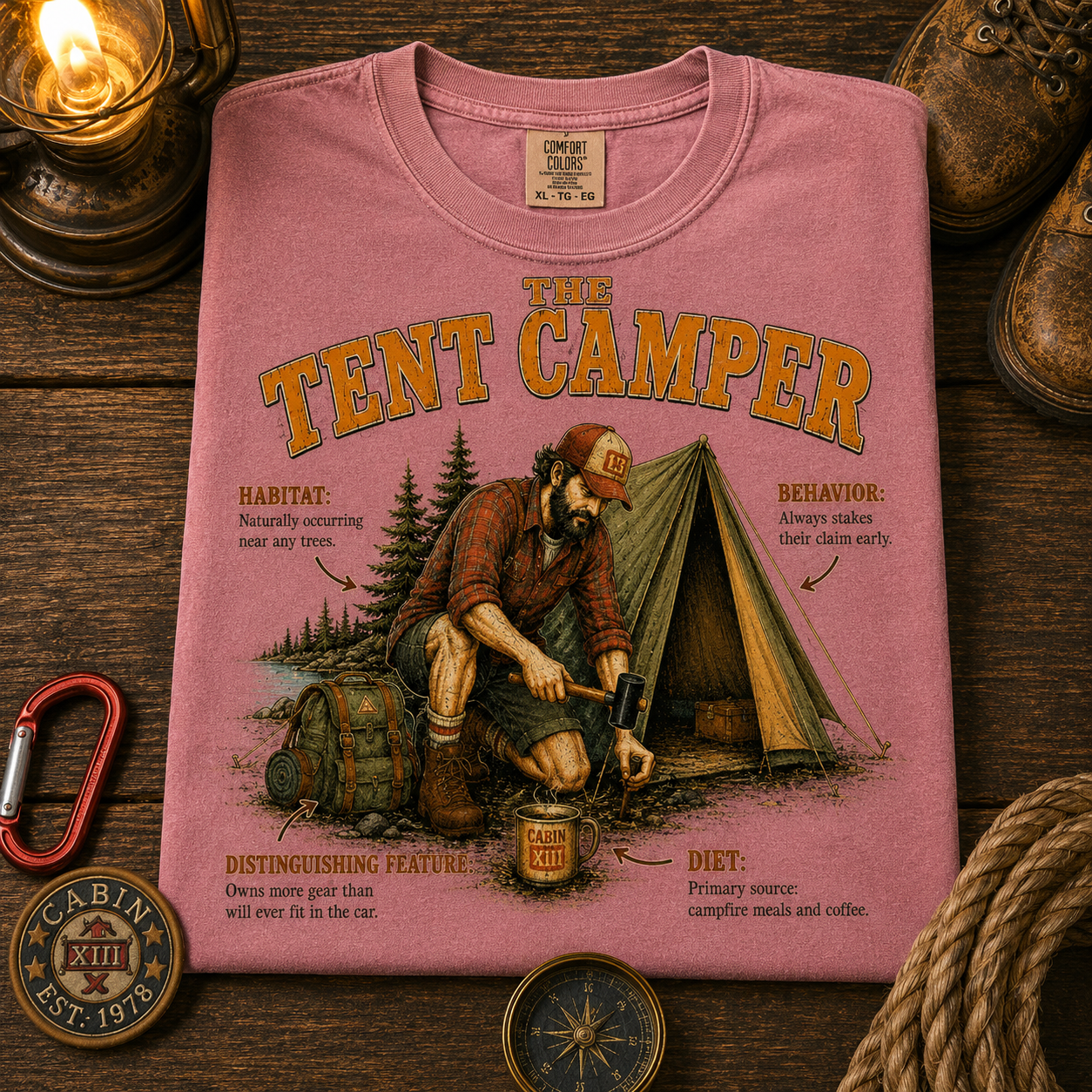 Tent Camper Field Guide Comfort Colors Tee