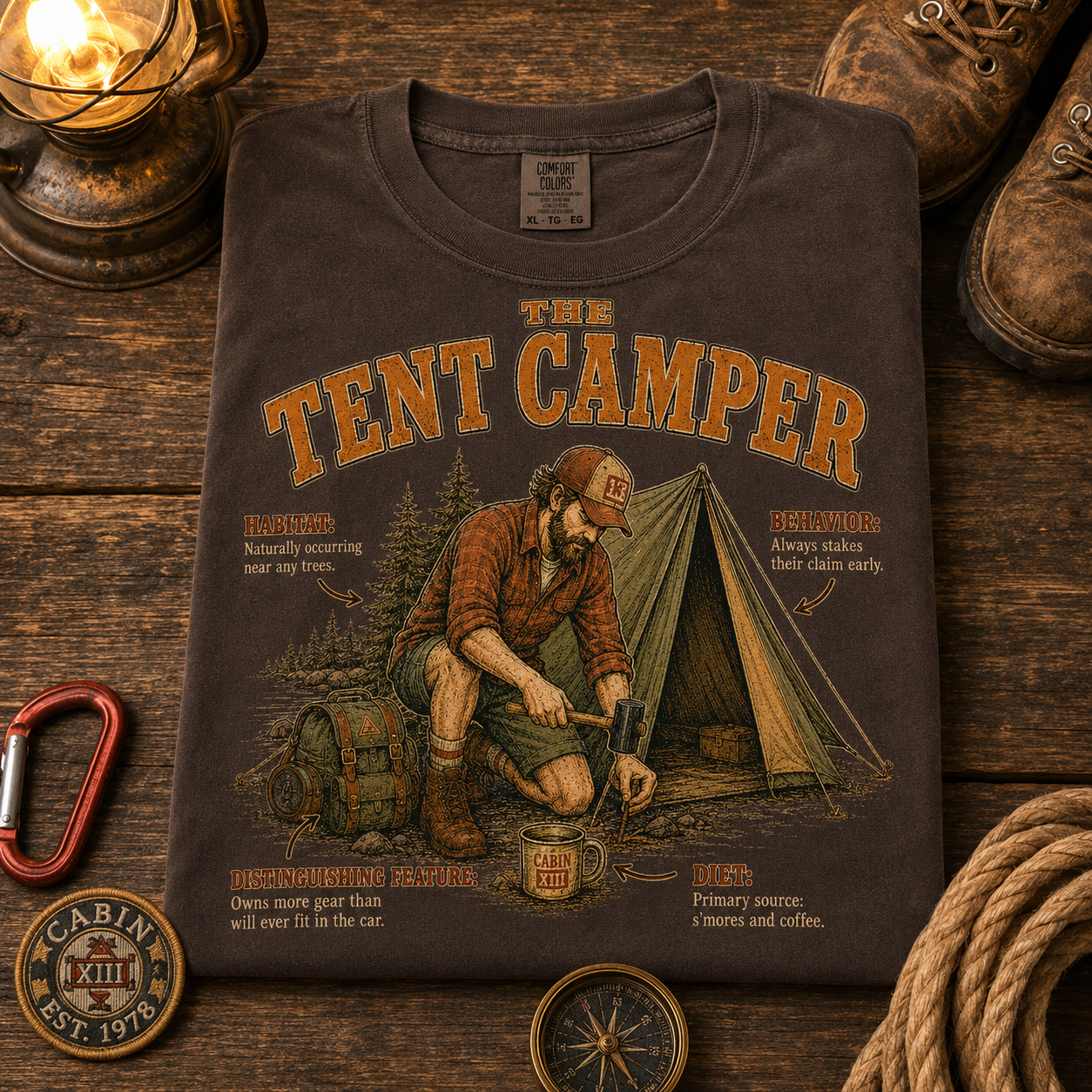 Tent Camper Field Guide Comfort Colors Tee