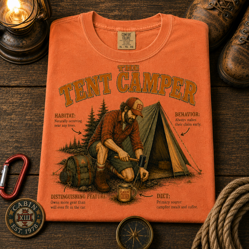Tent Camper Field Guide Comfort Colors Tee