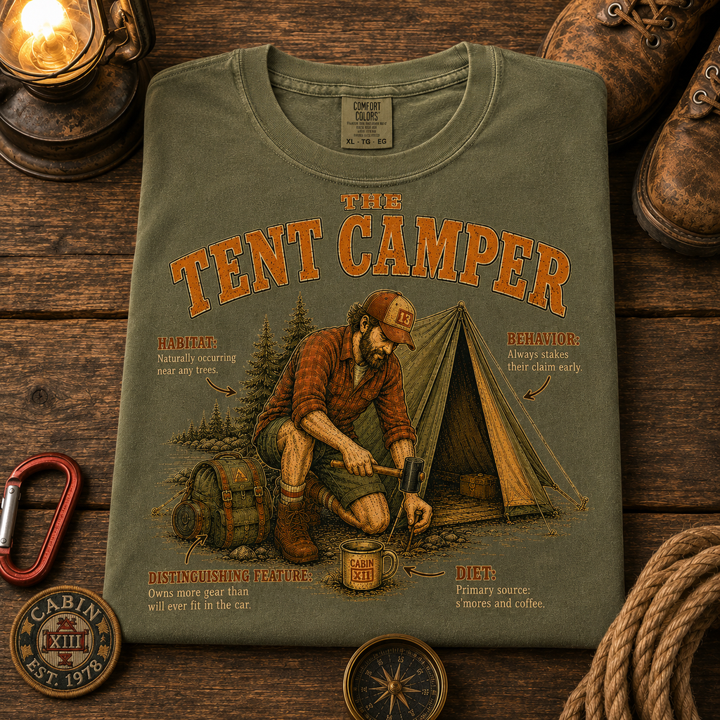 Tent Camper Field Guide Comfort Colors Tee