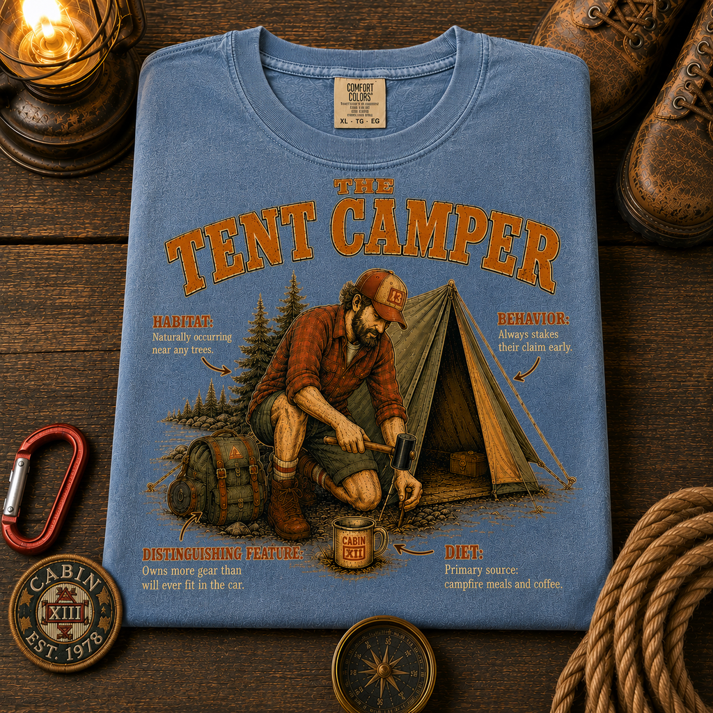 Tent Camper Field Guide Comfort Colors Tee