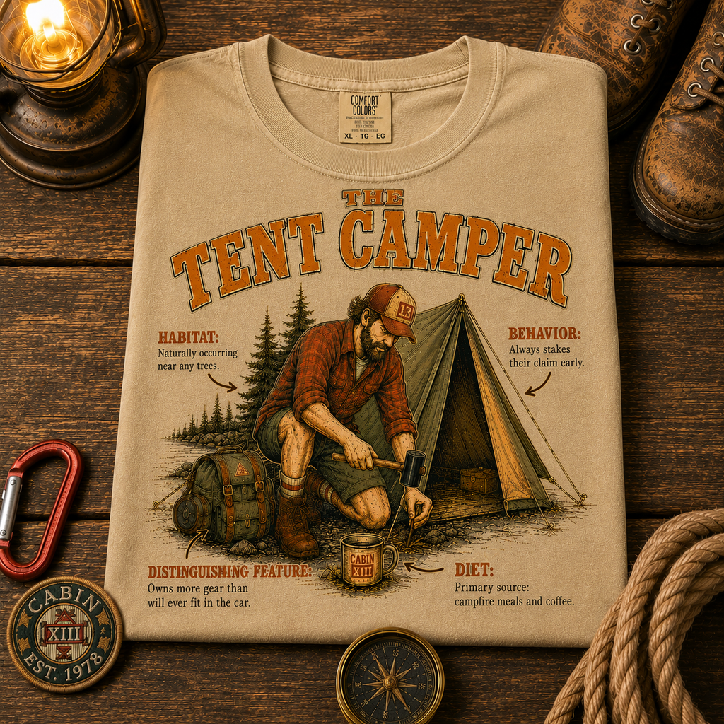 Tent Camper Field Guide Comfort Colors Tee