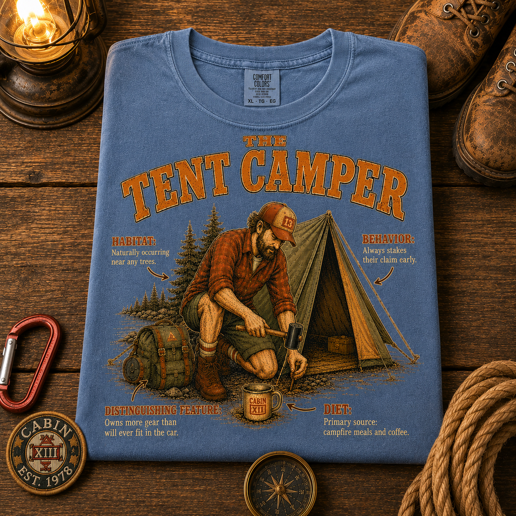 Tent Camper Field Guide Comfort Colors Tee