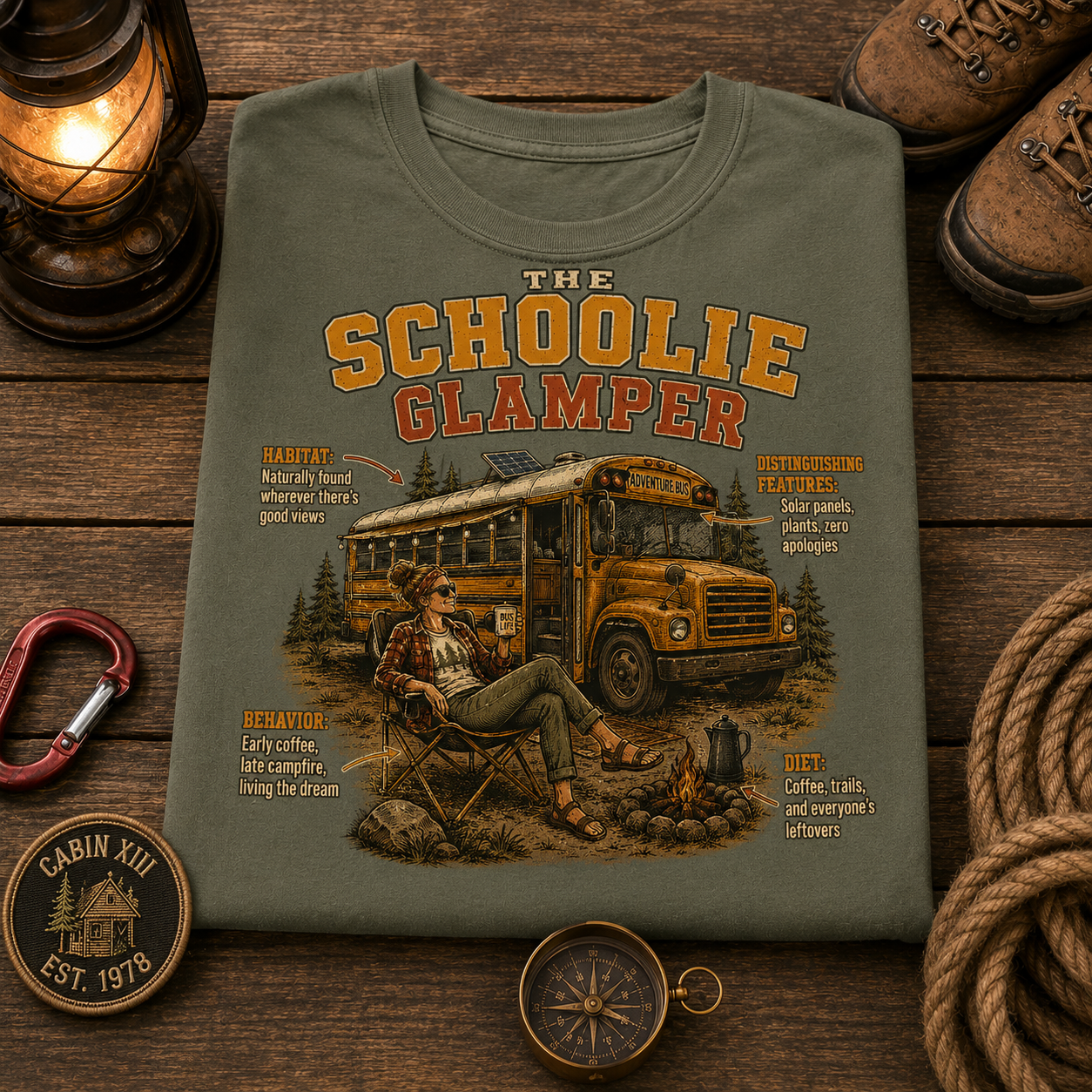 Schoolie Glamper Field Guide Comfort Colors Tee