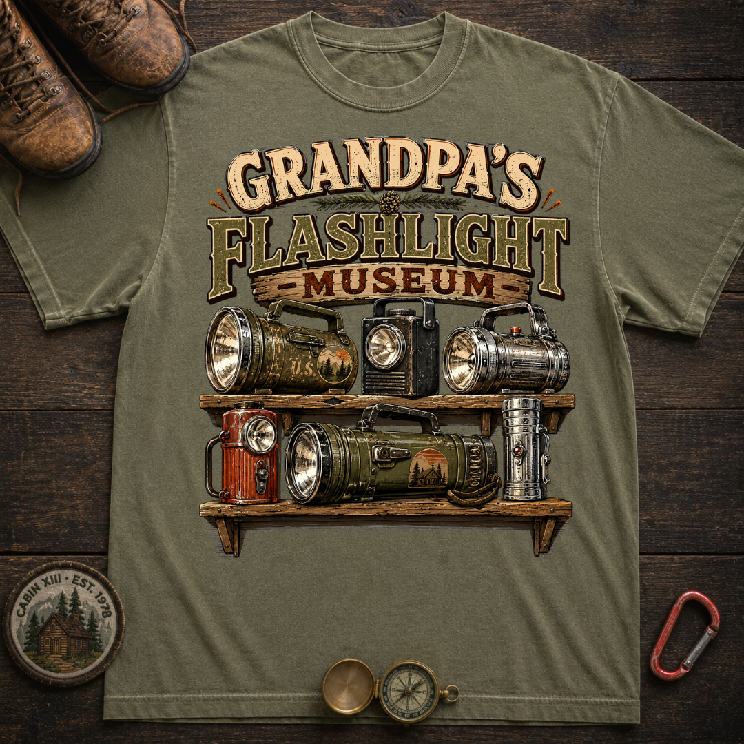 Grandpa's Flashlight Museum Camping T-Shirt