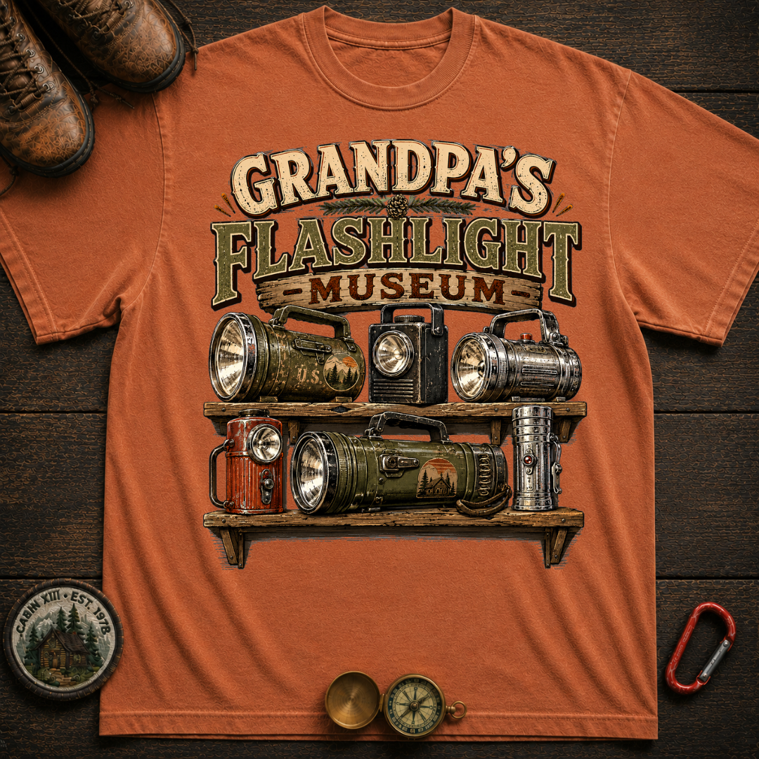 Grandpa's Flashlight Museum Camping T-Shirt