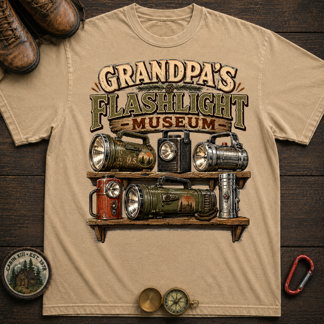 Grandpa's Flashlight Museum Camping T-Shirt